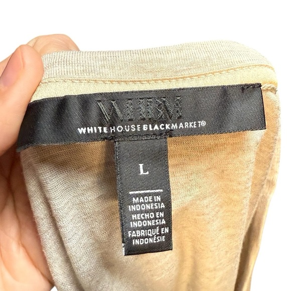 White House Black Market Beige Ruched Satin Trim Women’s Large Tank Top - Picture 7 of 8